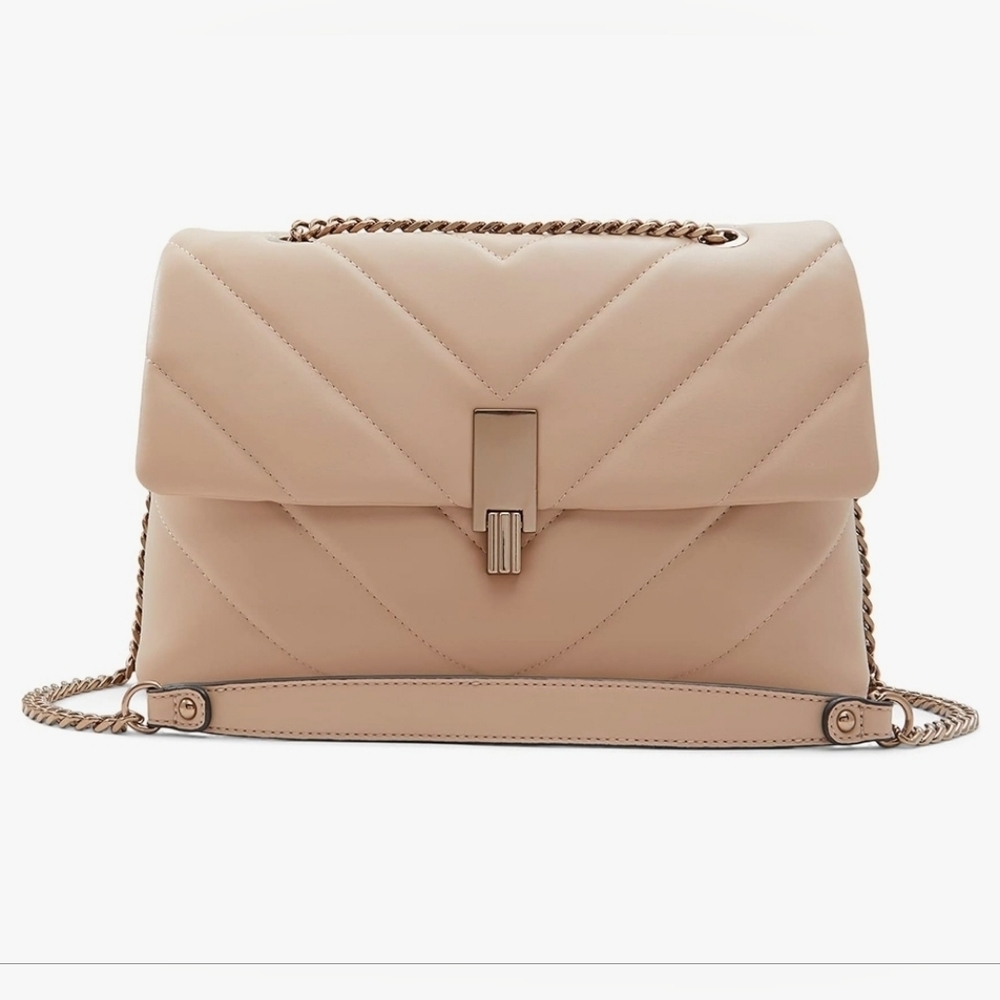 ALDO Rhiladia Quilted Crossbody Bag in Beige Rose Gold Hardware
